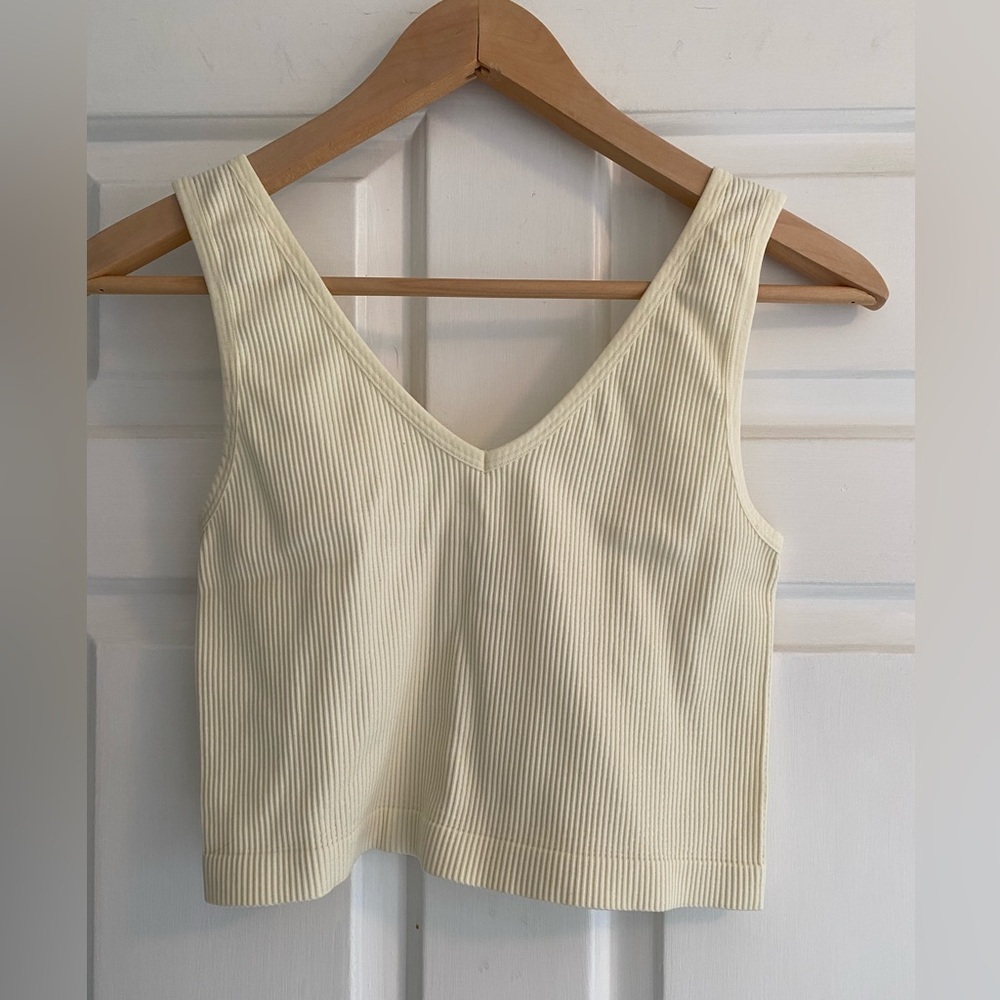ANWND Cream Ribbed Women’s Cropped Tank Top Size M/L